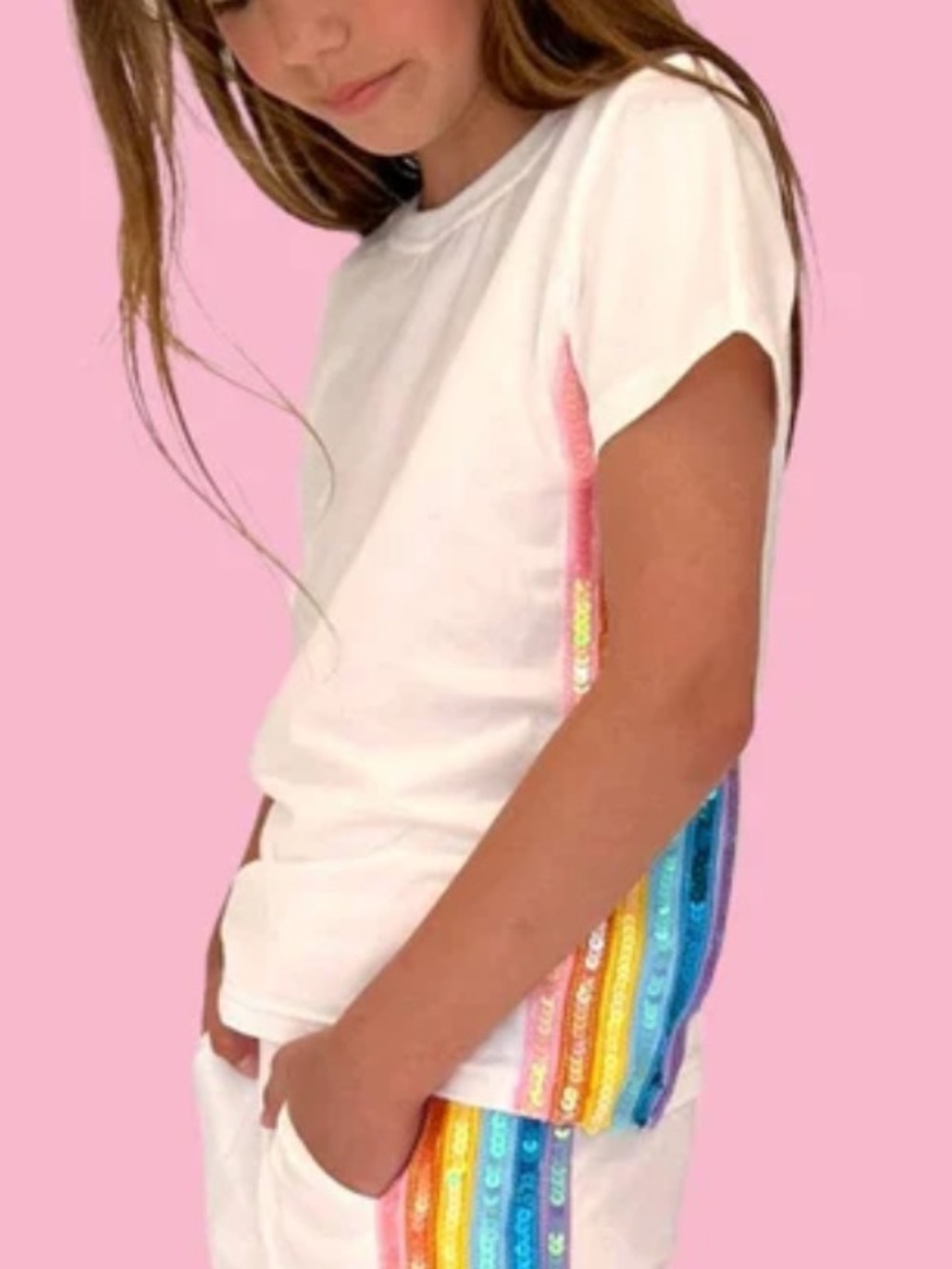 Lola & The Boys Rainbow Sequin Tee